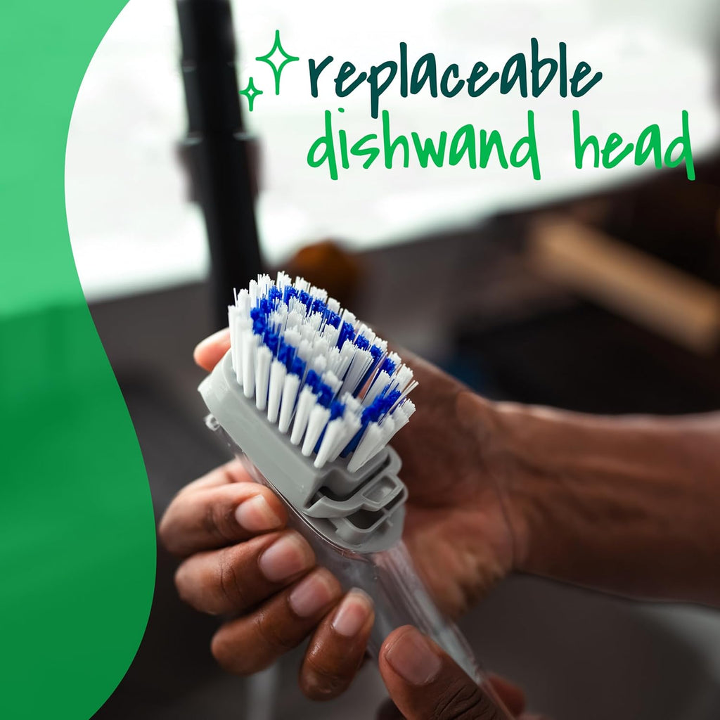 Scotch-Brite Odor Resist Soap Control Dishwand Brush, Non-Scratch Cleaning Brush with Scraper, Stands Upright, 1 Pack