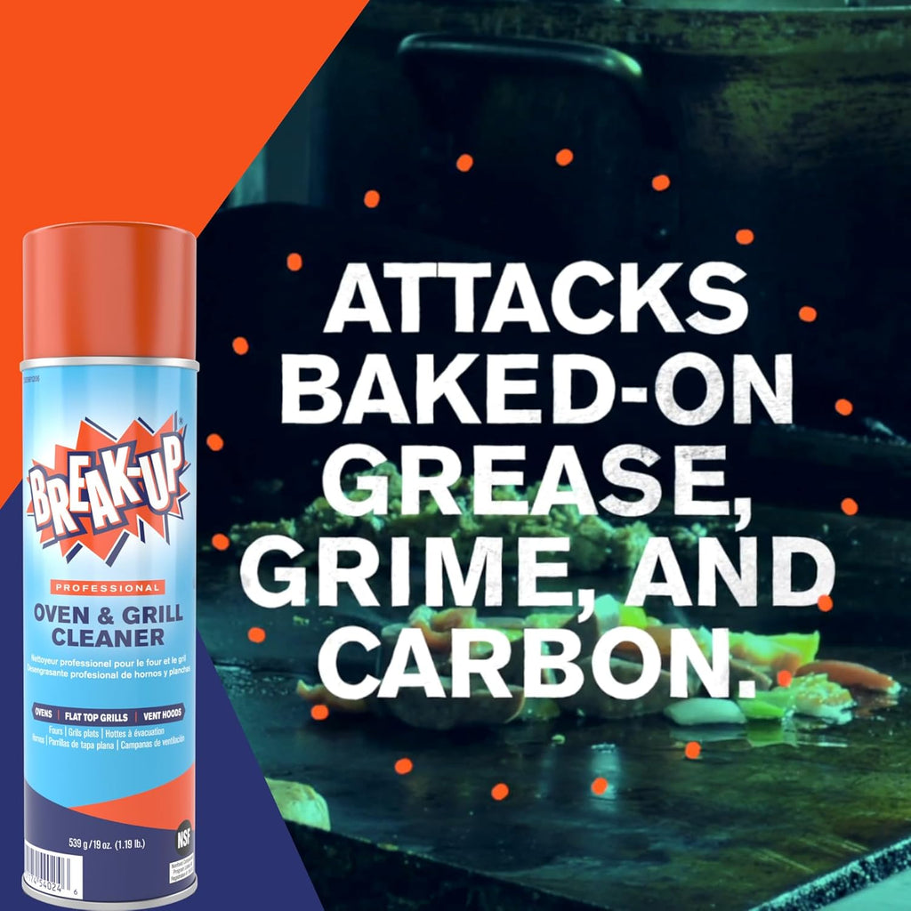 Diversey CBD991206 Break Up Professional Oven & Grill Cleaner, Heavy Duty Spray Removes Baked on Grease, Aerosol, 19-Ounce