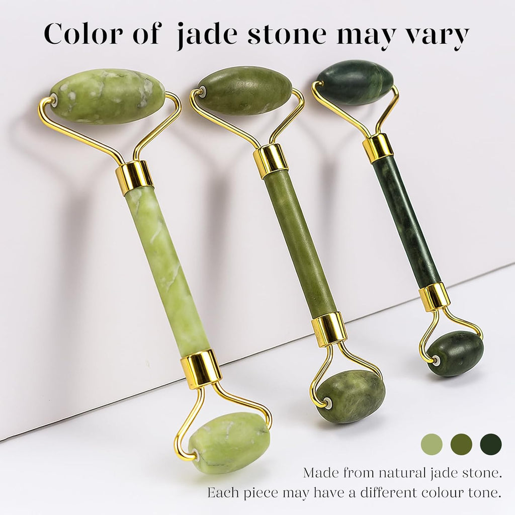 BAIMEI IcyMe Gua Sha & Jade Roller Facial Tools Face Roller and Gua Sha Set for Puffiness and Redness Reducing Skin Care Routine, Self Care Gift for Men Women - Green