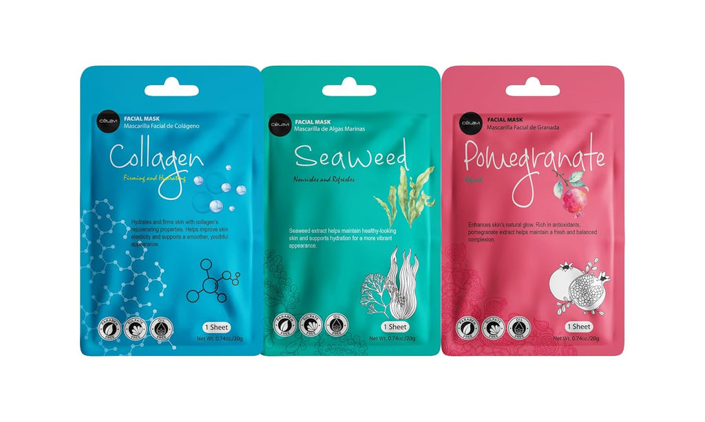 Celavi Essence Facial Sheet Face Mask Variety Set Classic Authentic Korean Moisturizing Skincare (12-Packs)
