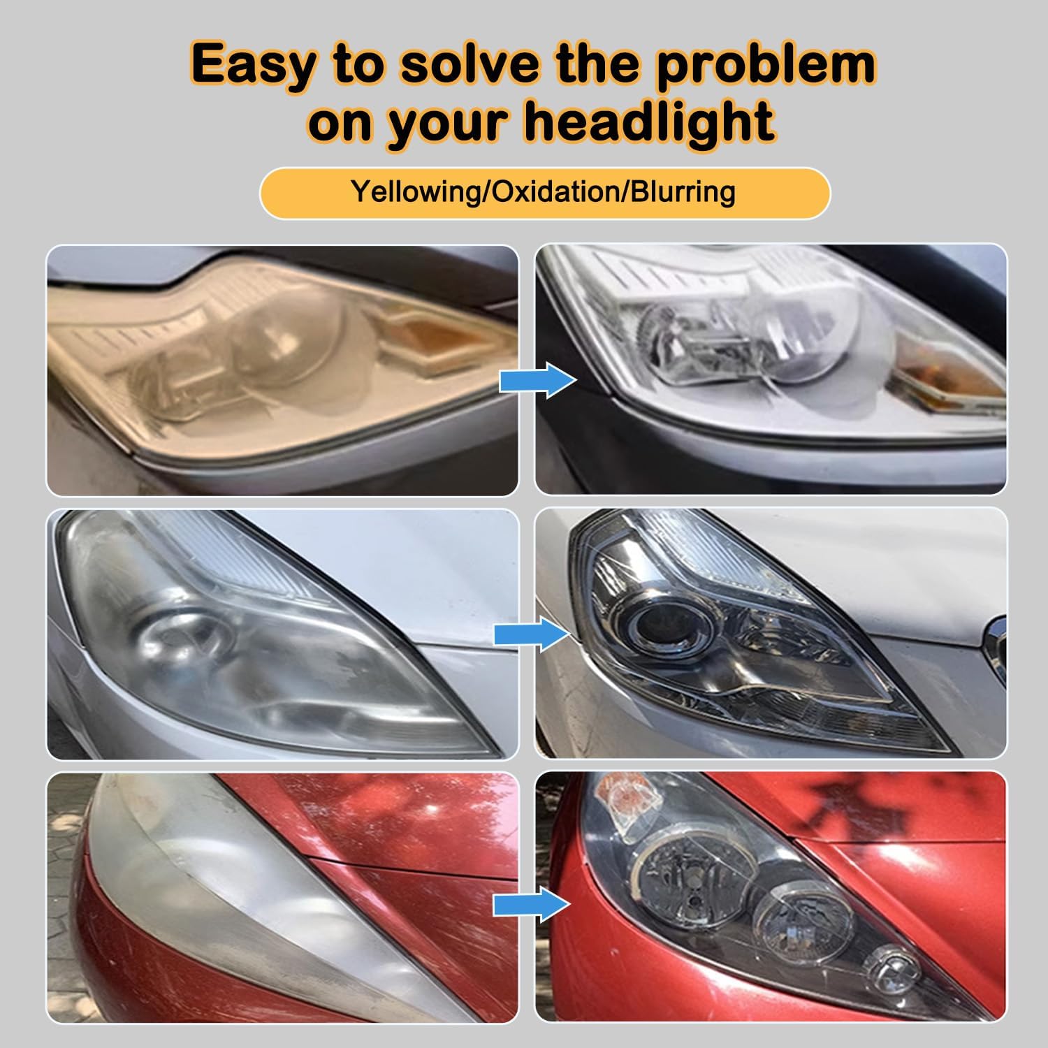 Car Headlight Restoration Polishing Kits Headlamp Repair Kits Car Light Polisher Cleaning Kits Ceramic Coating Spray Shiny Stuff Headlight Cleaner-6.3Fl.Oz