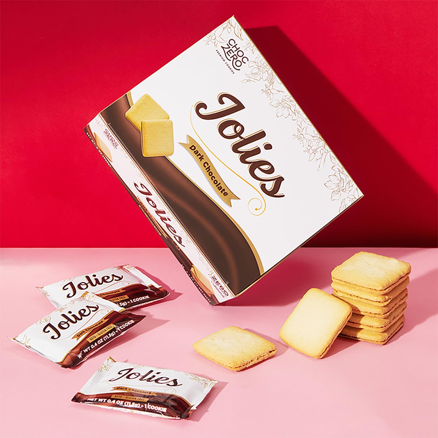ChocZero Chocolate Cookies, Dark Chocolate Jolies – Gluten Free, Sugar Free, 20 Crispy Chocolate Filled Keto Cookies Per Box, 8 Ounce
