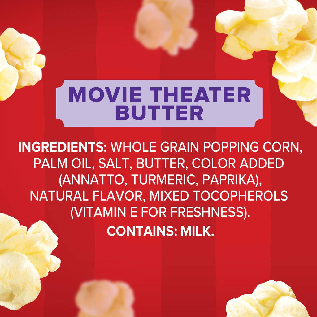 Orville Redenbacher’s Microwave Popcorn, Movie Theater Butter Flavor, 3g Fiber Per Serving, 3.29 oz., 24-Count
