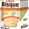 INABA Churu Bisque for Cats, Creamy Lickable Purée Side Dish with Vitamin E, 1.4 Ounces per Pouch, 12 Pouches, Chicken Recipe