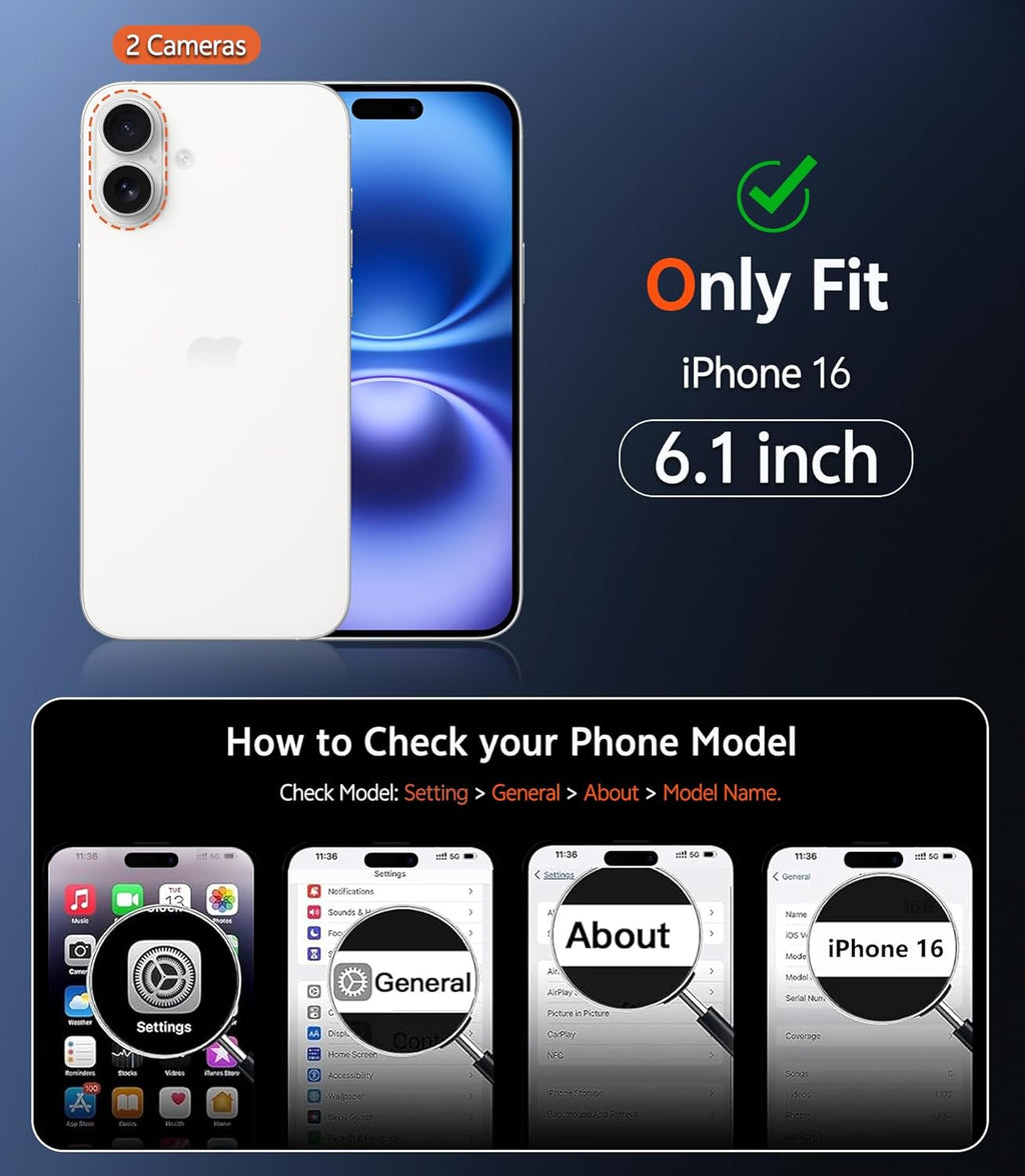 FNTCASE for iPhone 16 Case Clear: Magnetic Phone Cases with Screen Protector Drop Proof Compatible with Magsafe Slim Anti Yellowing Rugged Shockproof Protective Transparent Cell Cover (A-Clear)
