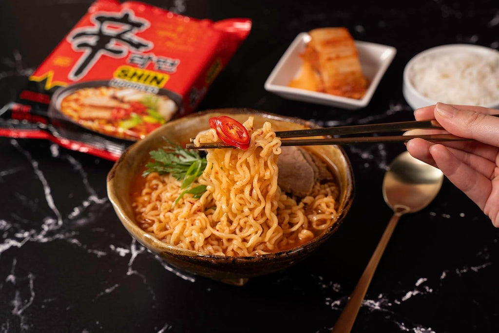 Nongshim Ramen Noodles, Gourmet Instant Ramen, Premium Microwavable Noodle Soup, Spicy Shin, Family Pack, 4.23 Ounce (Pack of 20)