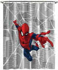 Jay Franco Shower Curtains Marvel Spiderman City Web Easy Care Fabric Kids Bath Curtain (Official Marvel Product)