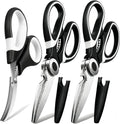 Food Grade Kitchen Scissors All Purpose 3 Pack - Heavy Duty Stainless Steel Cooking Shears for Cutting Meat, Food, Fish, Poultry Sharp Sissors for Dishwasher Safe - with Protective Sheath