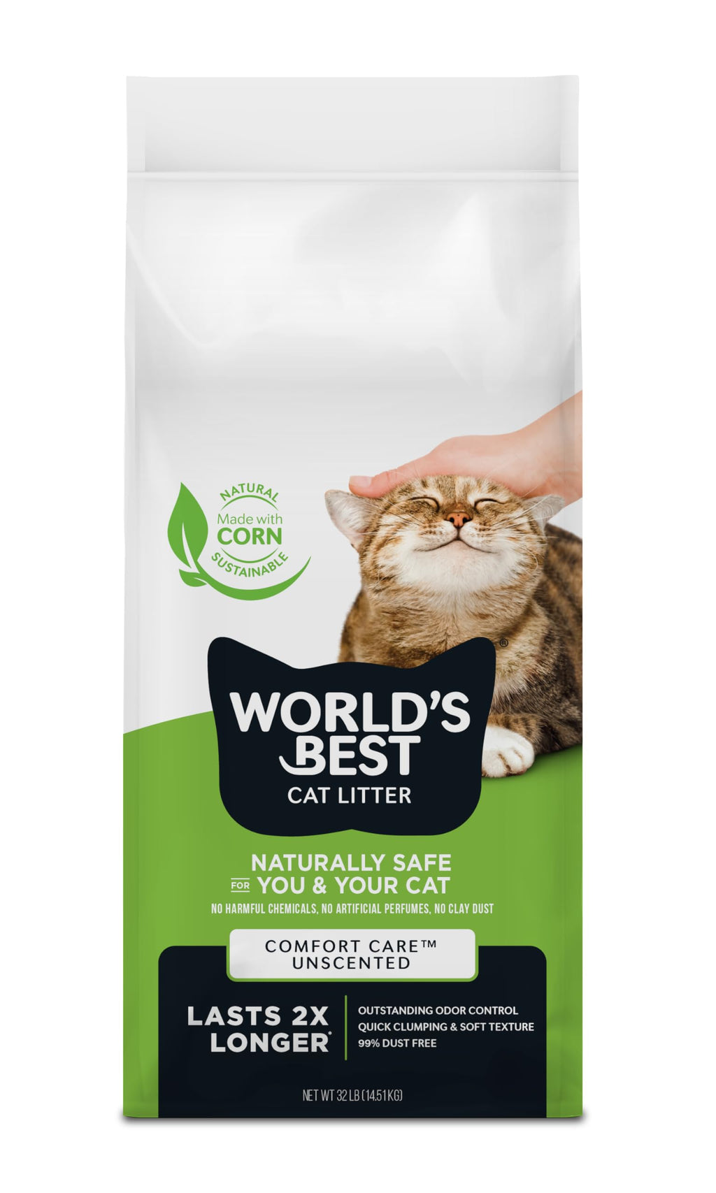 World's Best Cat Litter, Comfort Care, Unscented, Odor Control, 32 lb Bag