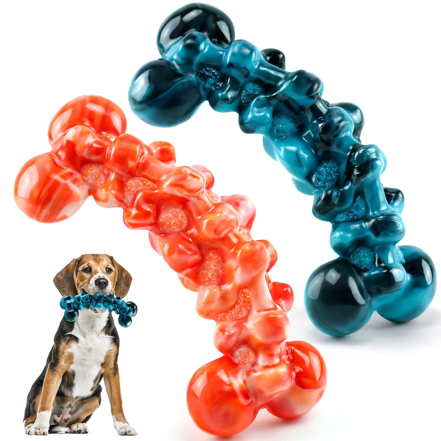 WOWBALA Dog Chew Toys for Aggressive Chewers - 2 Pack Dog Toys for Large Dogs, Tough Teeth Cleaning Chew Toy to Keep Them Busy for Medium & Large Dogs