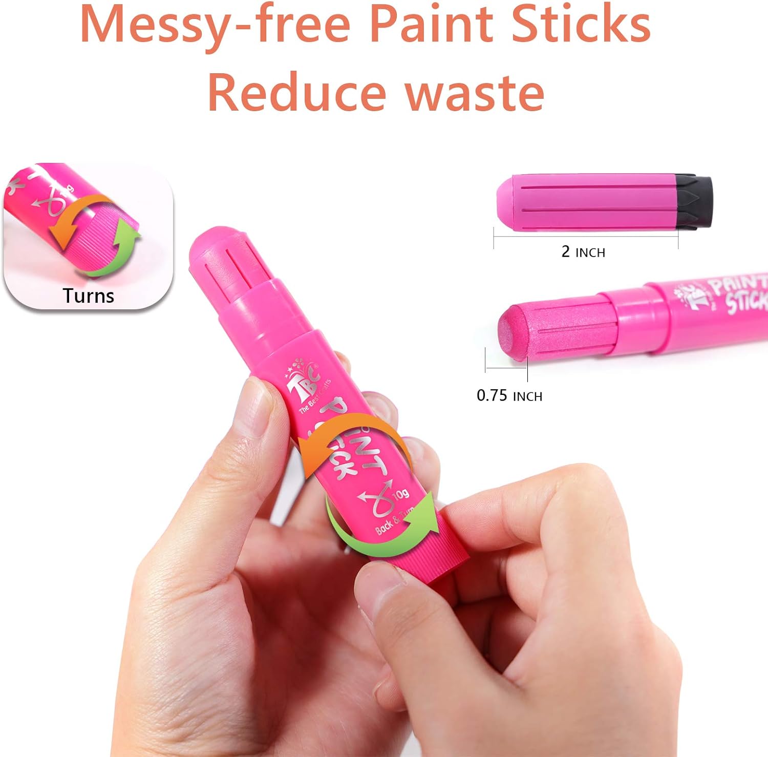 TBC The Best Crafts Paint Sticks,12 Classic Colors, Washable, Non-toxic, Tempera Paint Sticks for Kids and Students