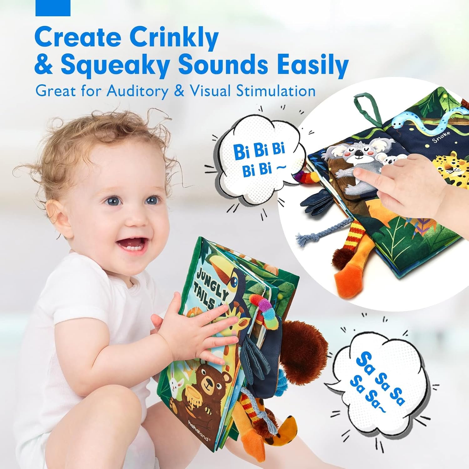 hahaland Baby Books 0-6 Months,Infant Tummy Time Toy Sensory Toys 6 to 12 Months Touch Feel Book Travel Toy Gifts for Boy Girl 0-3 Month Baby Shower Birthday Gifts Stocking Stuffers (Single)