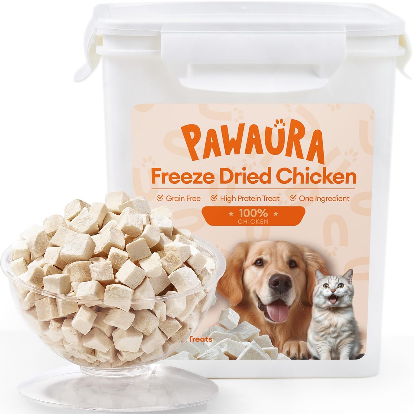 Freeze Dried Chicken Cats & Dogs Treats, 17.63 oz(1.1LB), High Protein Single Ingredient - No Additives | Grain Free | Training & Nutrition Supplements, Sealed Box
