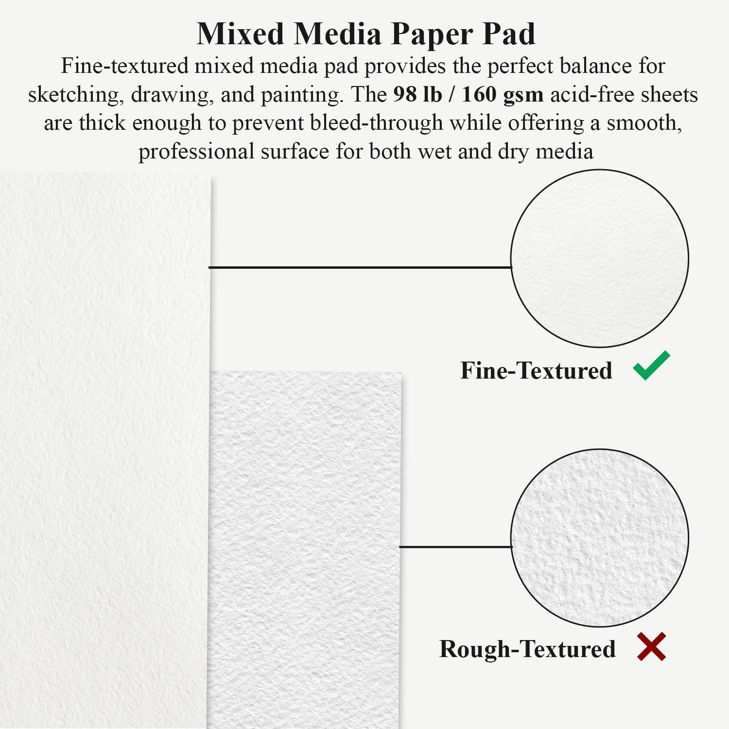 Mixed Media Sketchbook 9" x 12" - Multimedia Sketchbook Hardcover, Spiral Bound, 60 Sheets 98lb/160gsm Mixed Media Paper, Watercolor Sketch Books for Artist Supplies, Painting, Drawing & Art Supplies.