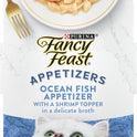 Purina Fancy Feast Lickable Appetizers Grain Free Wet Cat Food Topper Ocean Fish Appetizer with a Shrimp Cat Food Topper - (Pack of 10) 1.1 oz. Trays