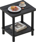Outdoor Side Table, 2-Tier Small Outdoor Table for Patio, Adirondack Side Tables for Outside or Indoor, Bamboo End Table for Pool, Porch, Weather Resistant Easy Maintenance-Black
