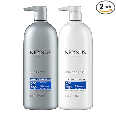 Nexxus Shampoo and Conditioner Therappe Humectress 2 Count for Dry Hair Silicone-Free, Moisturizing Caviar Complex and Elastin Protein for thicker and stronger hair 33.8 oz