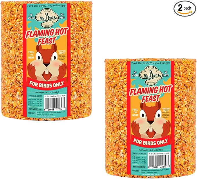 2-Pack of Mr. Bird Flaming Hot Feast Large Wild Bird Seed Cylinder 4 lbs. 3 oz.