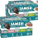 IAMS Perfect Portions Indoor Adult Grain Free Wet Cat Food Pate, Turkey and Salmon Recipe, 2.6 oz. Twin-Pack Trays (12 Count, 24 Servings) (Pack of 2)