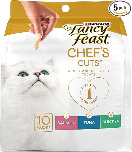 Purina Fancy Feast Natural Cat Treats Variety Pack, Purely Natural - (Pack of 5) 10 ct. Pouches