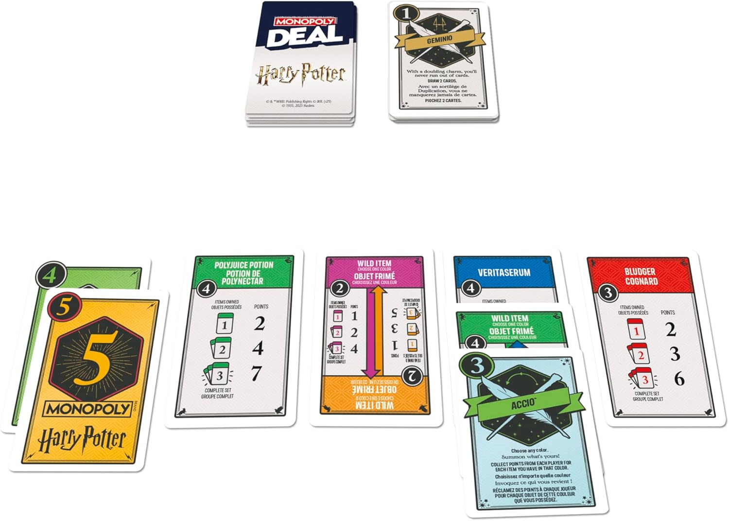 Monopoly Deal: Harry Potter Card Game | Family Games for Kids and Adults | Ages 8 and Up | 2 to 5 Players | 15 mins. | Travel Size | Christmas Stocking Stuffers