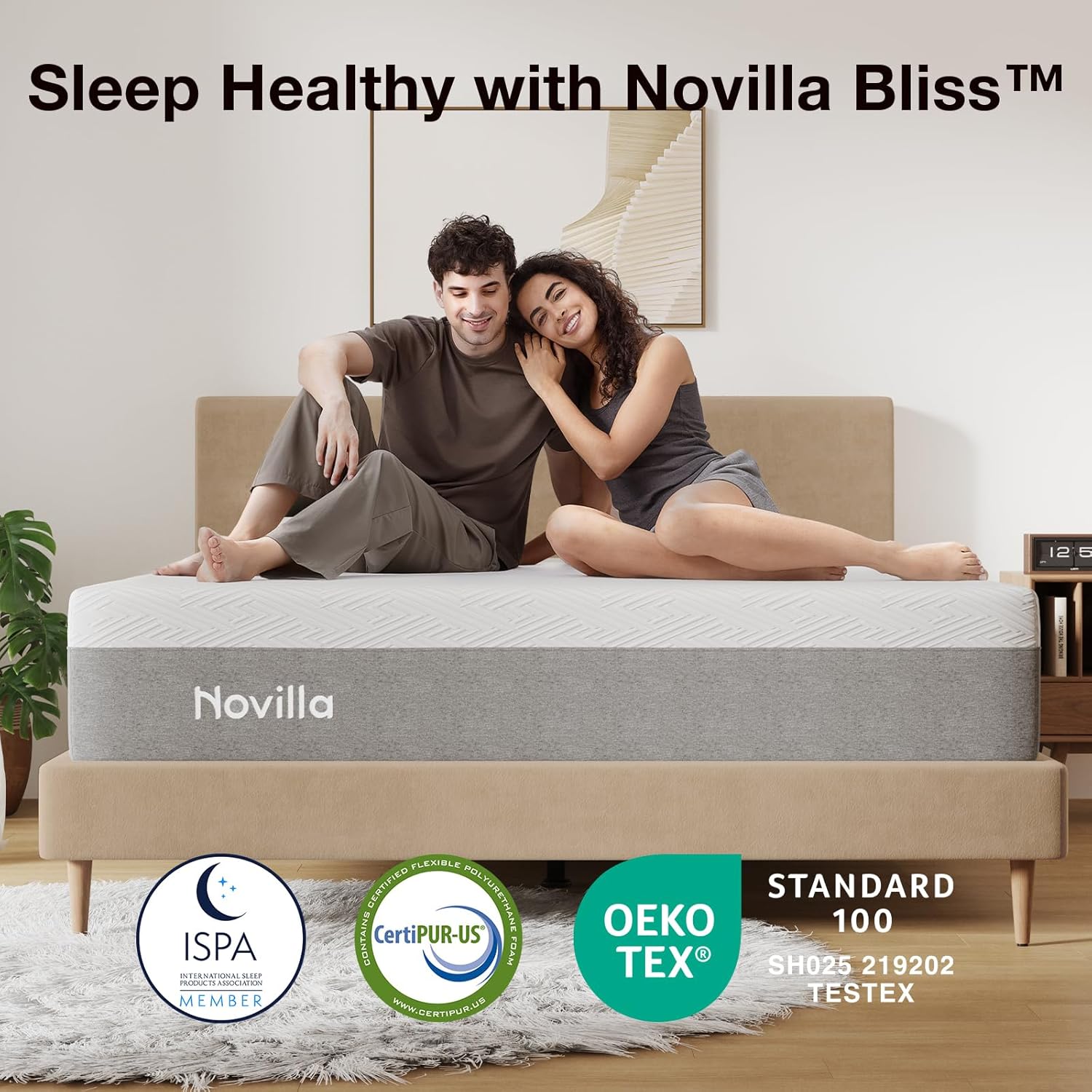 Novilla King Size Mattress, 12 Inch Gel Memory Foam King Mattress for Cool Night & Pressure Relief, Medium Plush Feel with Motion Isolating, Bliss