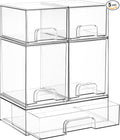 Vtopmart Stackable Storage Drawers Set of 5, Clear Plastic Organizer Bins for Baby Bottle, Beauty Supplies Storage, Ideal for Kichen Countertop, Vanity, Bathroom, Cabinet, Pantry Organization