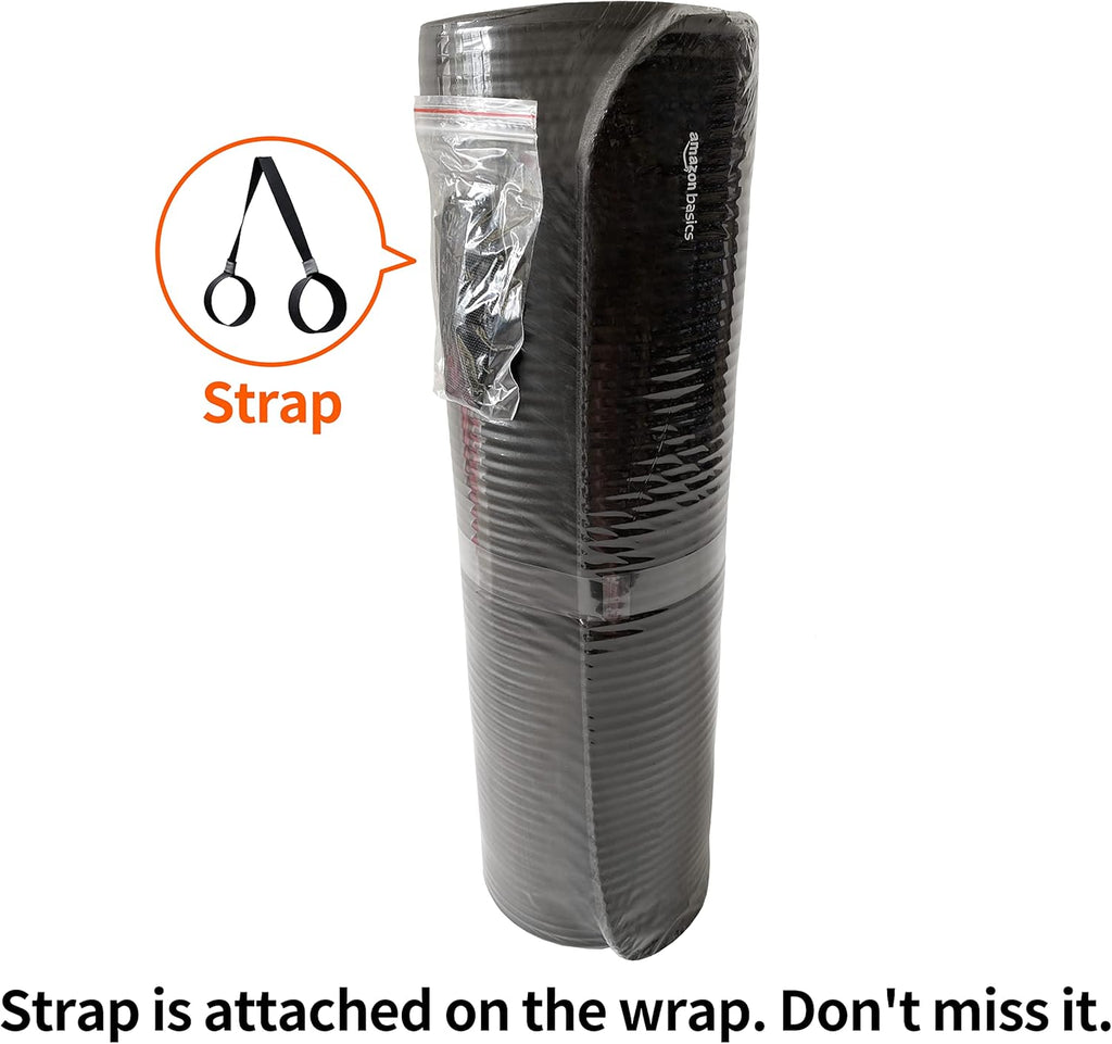 1/2 Inch Extra Thick Exercise Yoga Mat with Carrying Strap, Cushioned Support, for Fitness and Gym Workouts