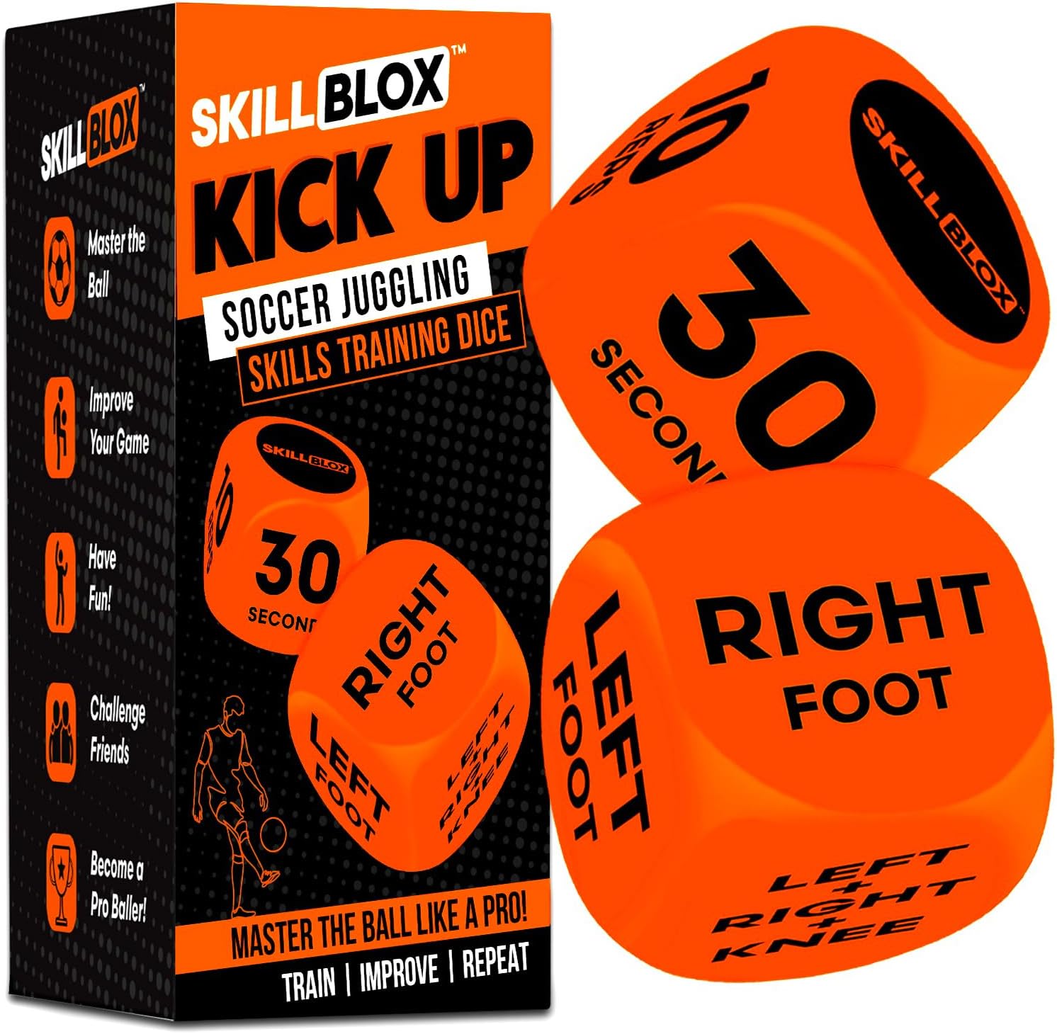Soccer Kick Up Training Dice (2 pcs) - Soccer Gifts for Boys 8-12 Juggling Skills Game - Training Equipment Accessories (Kick UP DICE)