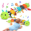 Baby Sensory Toy 0-6 Month Music Animal Stuffed Plush Caterpillar Toy for Infant 0-3-6-12 Month Old Tummy Time with Baby Mirror Crinkle Rattle Carseat Toys for Newborn Boys Girl Shower Gifts