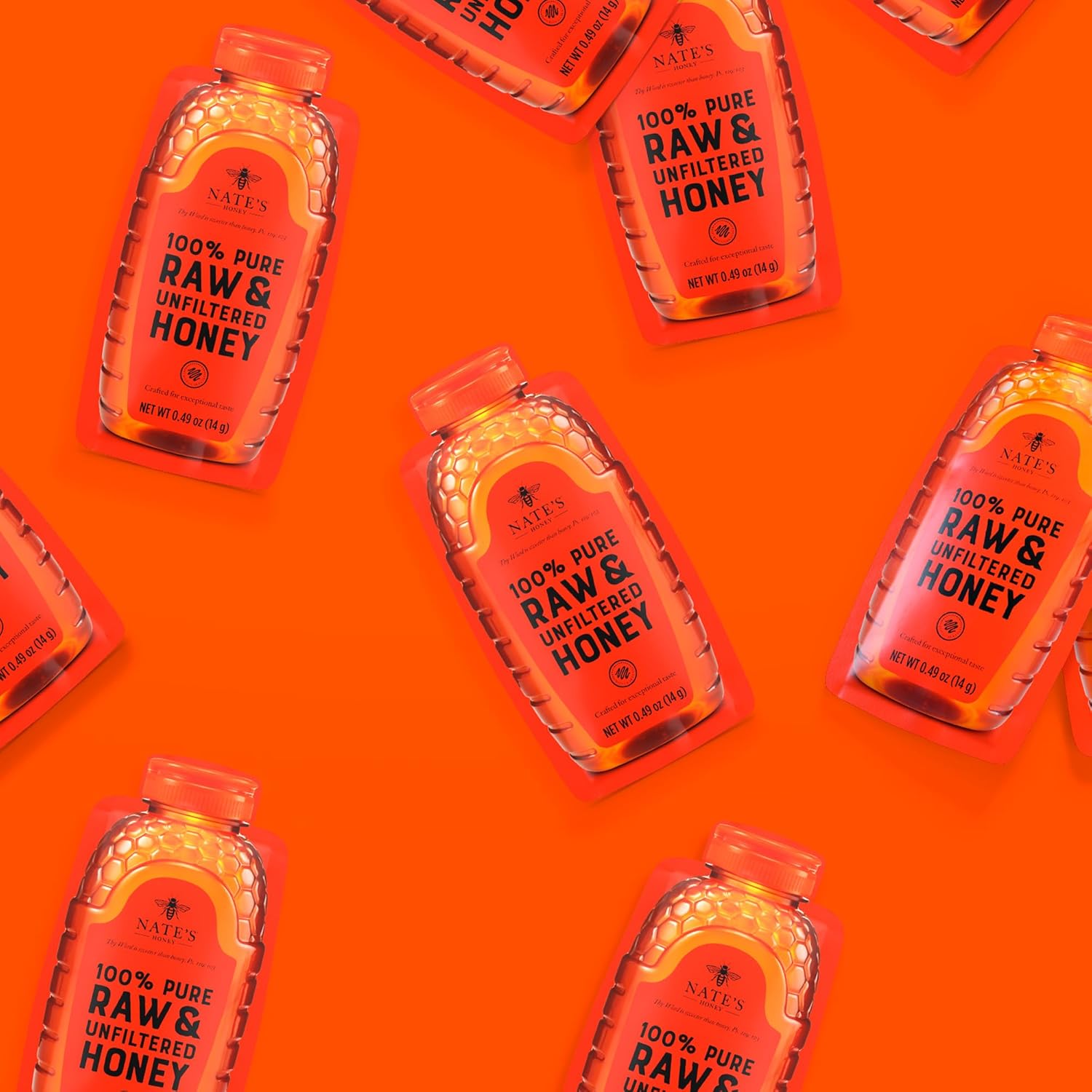 Nate's Honey Minis - Single-Serve 100% Pure, Raw & Unfiltered Honey - Holiday Stocking Stuffers - 0.49oz Packets, 20ct box