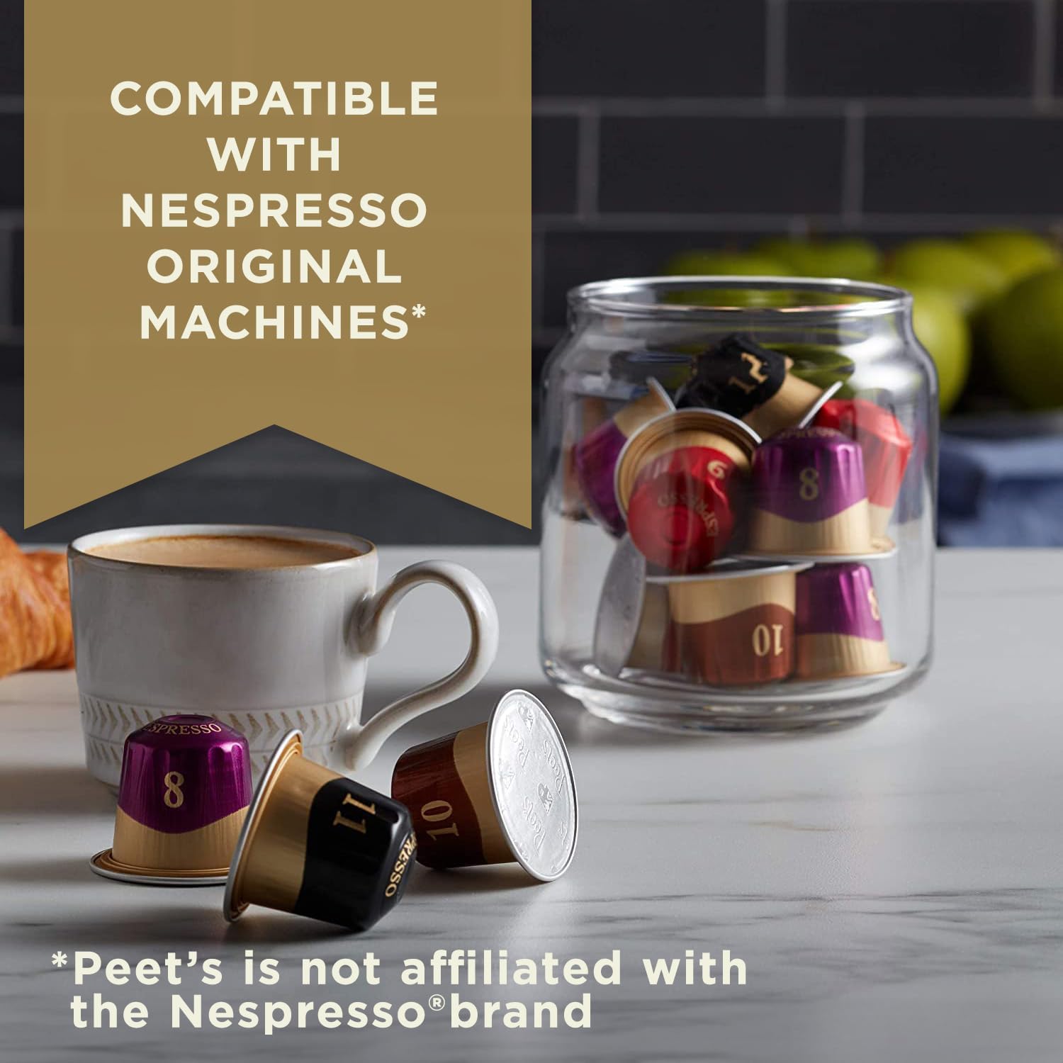 Peet's Coffee, Dark and Medium Roast Espresso Capsules Variety Pack, Compatible with Nespresso Original Machine, 100% Arabica Coffee - Intensity 8-11, 40 Count (4 Boxes of 10 Espresso Capsules)