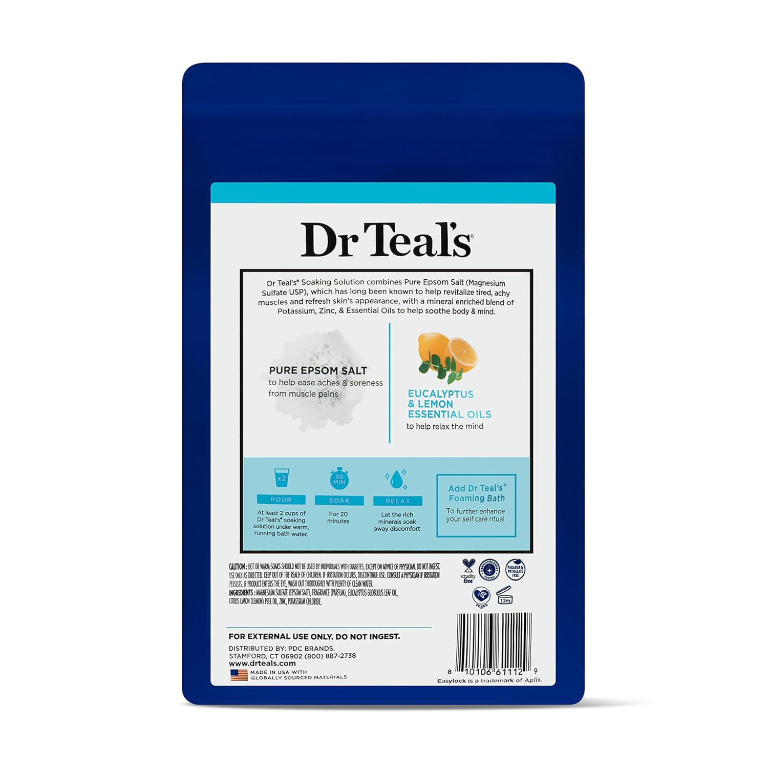 Dr Teal's Pure Epsom Salt, Restorative Minerals with Magnesium, Potassium & Zinc, 3 lbs
