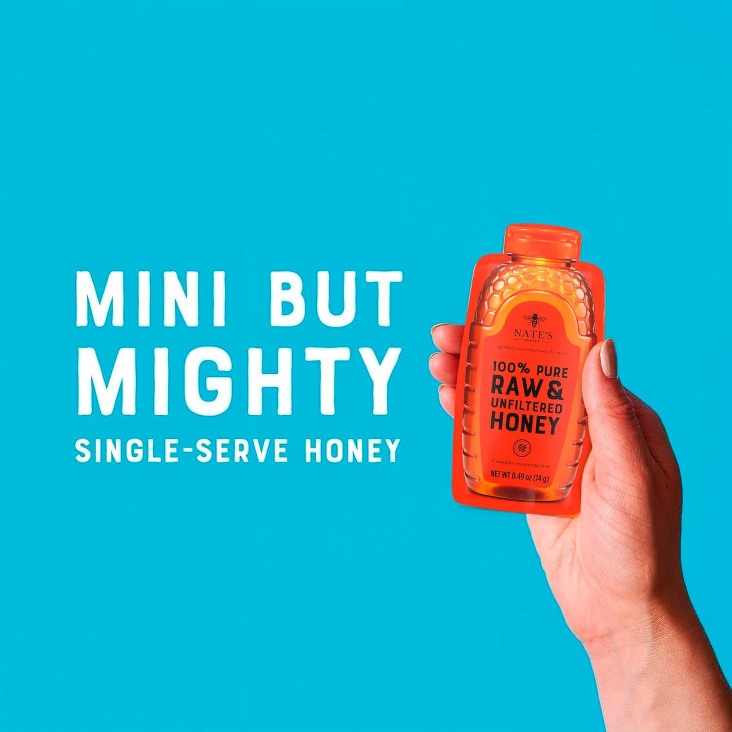 Nate's Honey Minis - Single-Serve 100% Pure, Raw & Unfiltered Honey - Holiday Stocking Stuffers - 0.49oz Packets, 20ct box