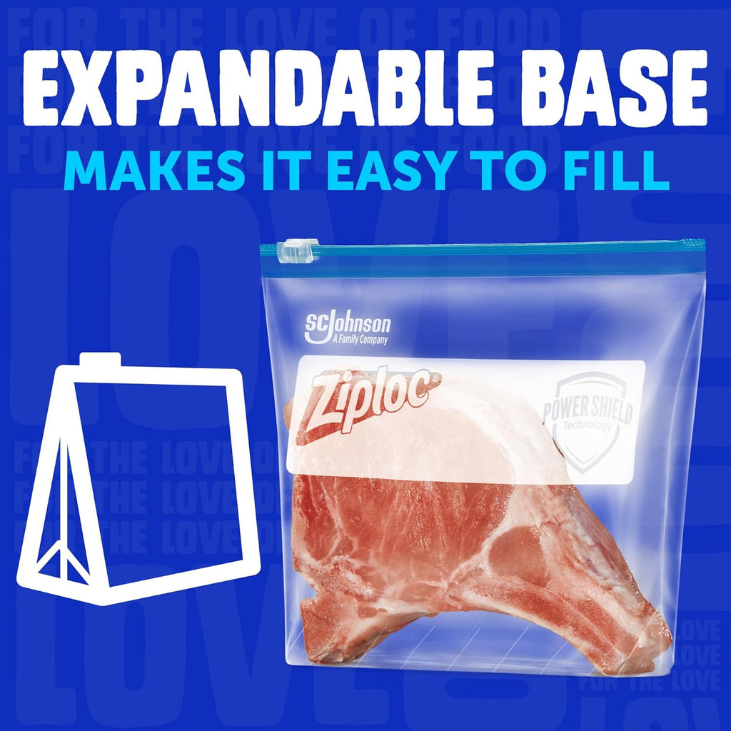 Ziploc Quart Food Storage Freezer Slider Bags, Power Shield Technology for More Durability, 34 count, 4 Pack, 136 Total (Packaging May Vary)