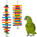MEWTOGO 2Pcs Bird Toys - Parrot Toys with Multicolored Natural Wooden Blocks, Bird Chewing Sticks Toys for Conures Parakeets Cockatiels Lovebirds African Grey Macaws  Parrots Gift