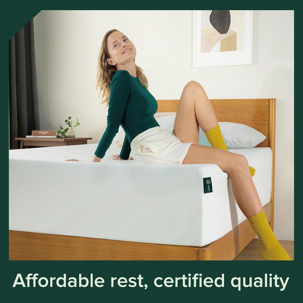 ZINUS 10 Inch Queen Green Tea Memory Foam Mattress [New Version], Fiberglass free, Medium Firm Feel, Zoned Pressure Relief, Certified Safe Foams & Fabric, Mattress in A Box