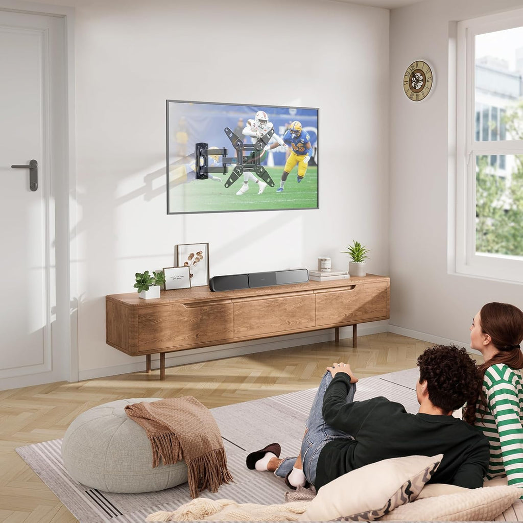 Pipishell Full Motion TV Wall Mount for Echo Show 21/15 and 13-42 Inch Flat Curved Screen TVs & Monitors, Max VESA 200x200mm up to 44lbs, TV Mount Wall Bracket with Rotation Swivel Tilt Extension