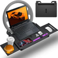 Steering Wheel Tray, Car Food Tray, Car Desk for Laptop, Multipurpose Car Table for Eating & Work, Adjustable Car Tray with Drawer and Anti-Slip Protective Adhesive