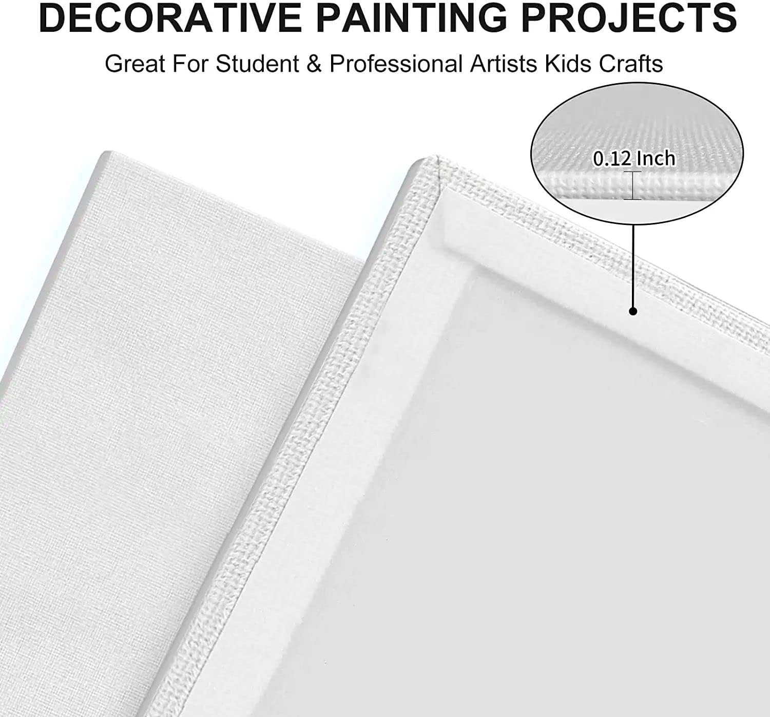 Artkey Canvases for Painting 8x10 Inch 12-Pack, 10 oz Primed 100% Cotton White Blank Canvas Boards for Painting, Art Supplies Paint Canvas Panels for Acrylic Oil Watercolor Tempera Paints