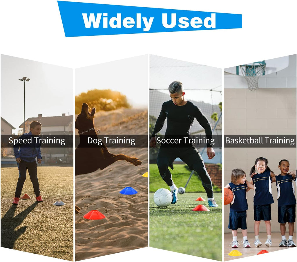 25/50/100pcs Disc Cones, Agility Soccer Cones with Carry Bag and Holder, Soccer Cones for Sports Training, Football, Soccer, Basketball, Coaching, Practice Equipment, 5 Color
