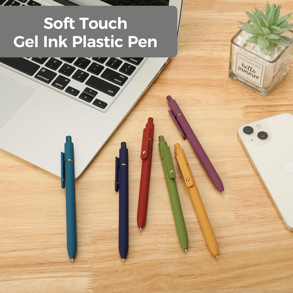 Ddaowanx Gel Pens, 6 Pcs 0.5mm Quick Dry Black Ink Pens Fine Point Smooth Writing Pens, Office Desk Accessories for Women(6 Pcs Vintage-Black Ink)