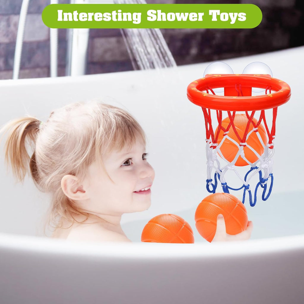 Bath Toys - Bathtub Basketball Hoop for Kids Toddlers - Bath Toys Shower Toys for Kids Ages 4-8,Suction Cup Basketball Hoop & 3 No Hole Balls Set for Boys Girls
