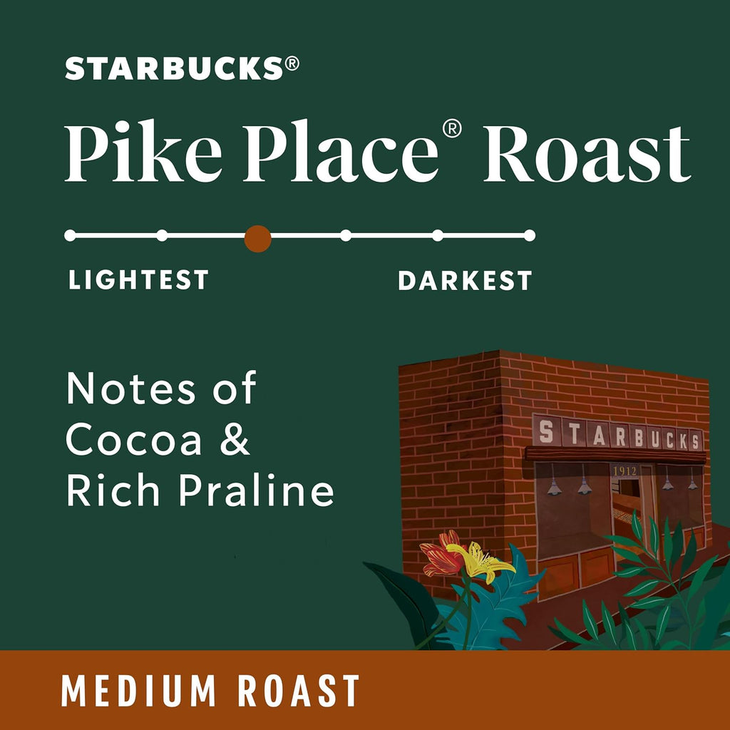 Starbucks Ground Coffee, Medium Roast Hot or Iced Coffee, Pike Place Roast, 28 oz
