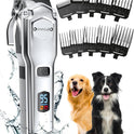 oneisall Dog Clippers for Grooming for Thick Heavy Coats/Low Noise Rechargeable Cordless Pet Shaver with Detachable Stainless Steel Blade/Waterproof Dog Shaver for Dogs Pets and Animals (Silver)