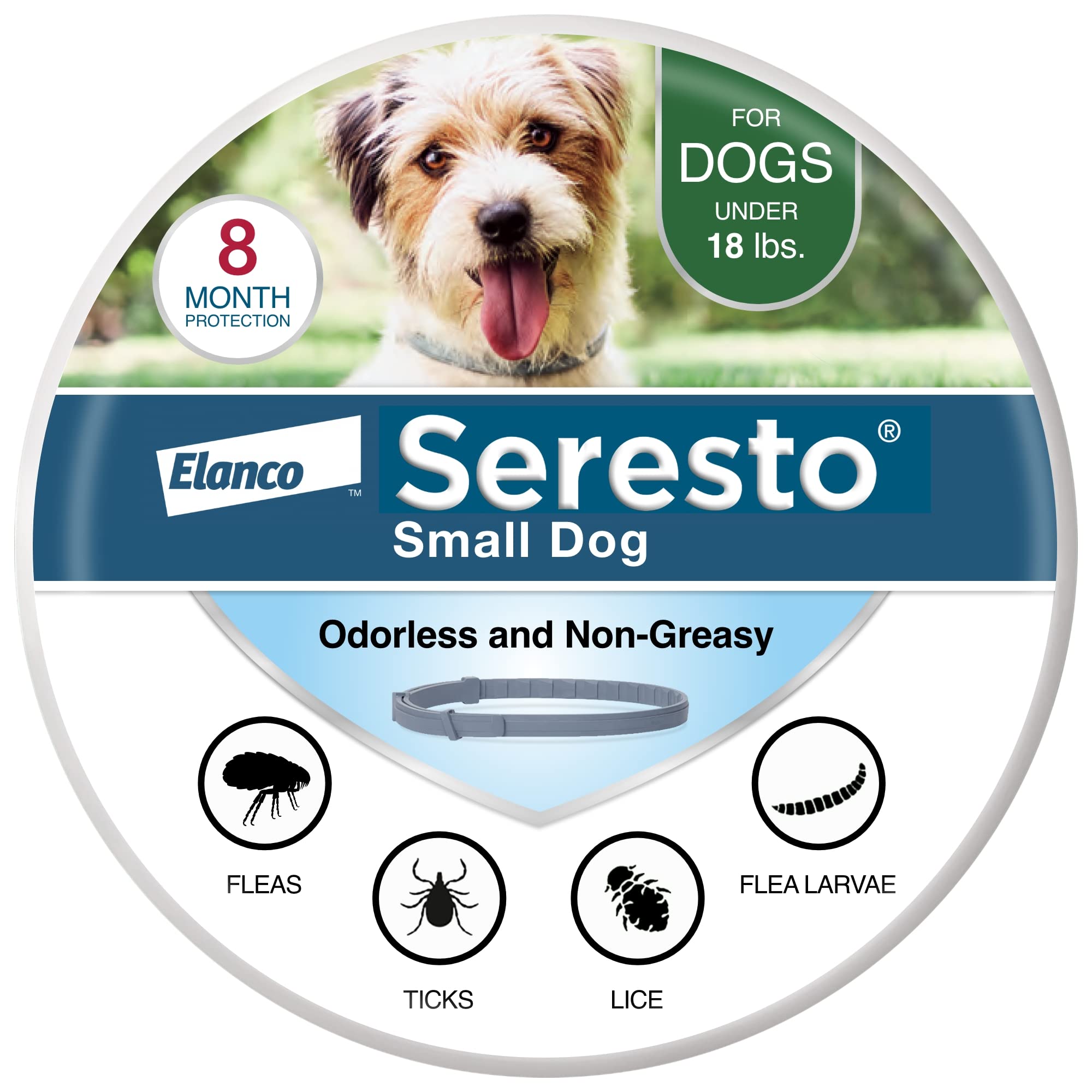 Seresto Small Dog Vet-Recommended Flea & Tick Treatment & Prevention Collar for Dogs Under 18 lbs | 8 Months Protection