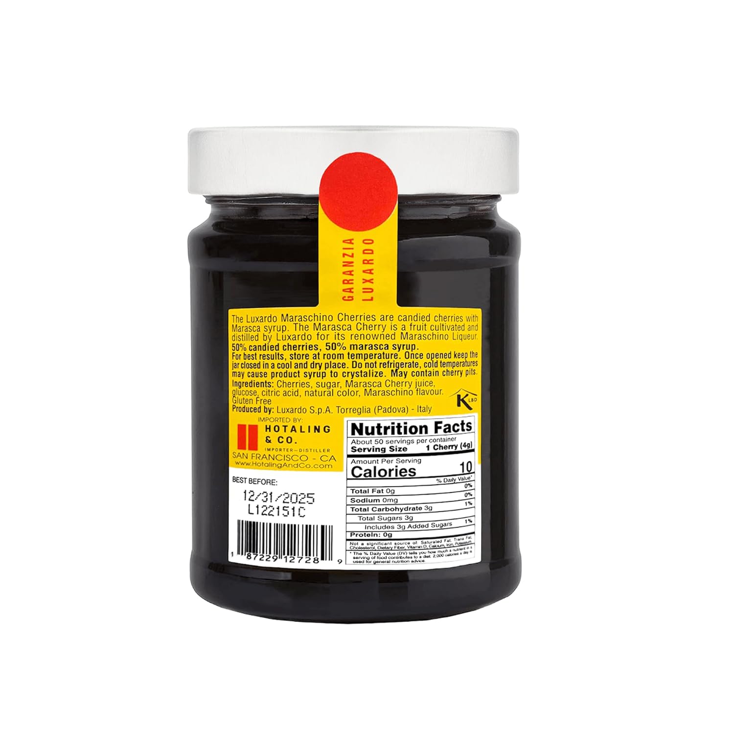 Luxardo Gourmet Cocktail Maraschino Cherries | for Old Fashioned, Manhattan and Desserts | Packed in Special Protective Bubble, 400G Jar