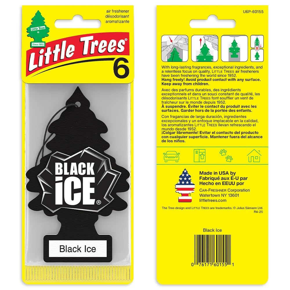 LITTLE TREES Car Air Freshener | Hanging Tree Provides Long Lasting Scent for Auto and Home | Black Ice, 24 Air Fresheners