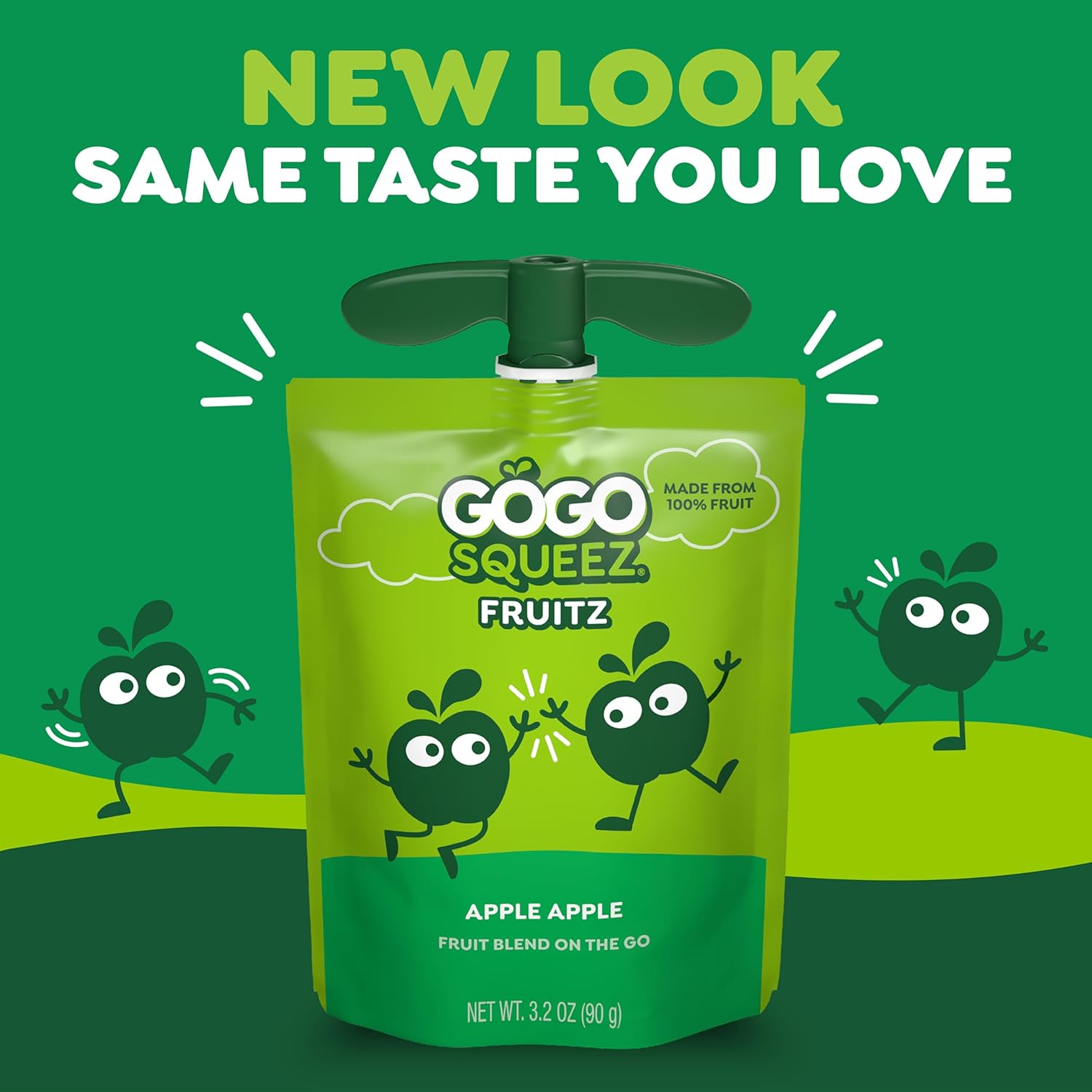 GoGo squeeZ Fruit on the Go, Apple Apple, 3.2 oz (Pack of 20), Unsweetened Fruit Snacks for Kids, Gluten Free, Nut Free, and Recloseable Cap, BPA Free Pouches (Packaging May Vary)