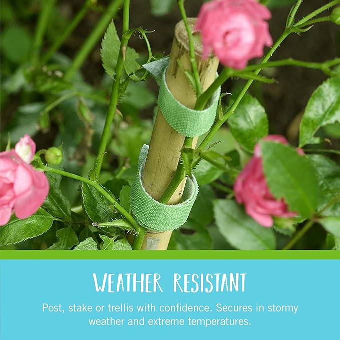 VELCRO Brand VEL-30071-USA ONE-WRAP Garden Ties | Plant Supports for Effective Growing | Strong Grips are Reusable and Adjustable | Cut-to-Length, 50 ft x 1/2 in, Green-Recycled Plastic - Cart Shape